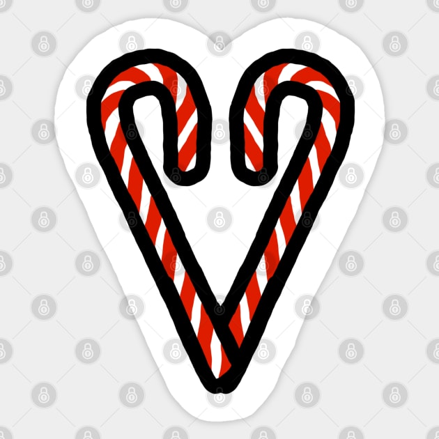 Christmas Candy Cane Heart on Valentines Day Sticker by ellenhenryart